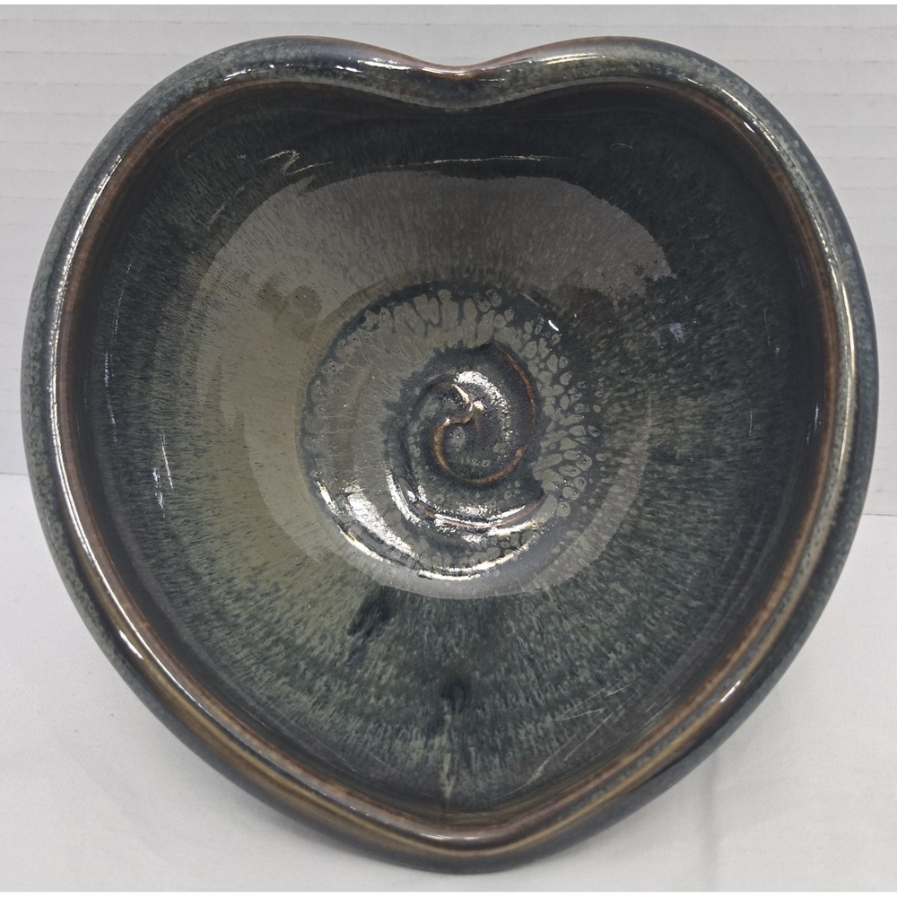 Vtg Debra Chronister Signed Ceramic Heart Trinket Bowl Texas Studio Art Pottery